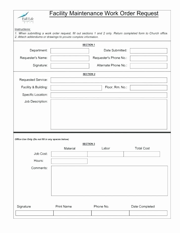 Apartment Work order Template Luxury Free Apartment Maintenance Work order Template form It