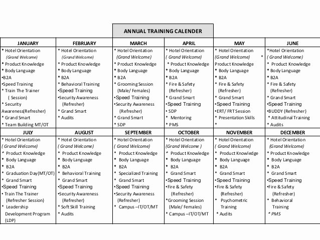 Army Training Calendar Template Elegant Training Calendar formatfor Trainer