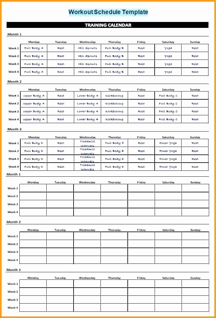 Army Training Calendar Template Fresh Army Training Calendar Template Excel Workout Schedule