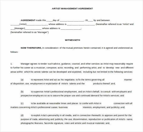 Artist Management Contract Template Beautiful 10 Microsoft Word Contract Templates Free Download