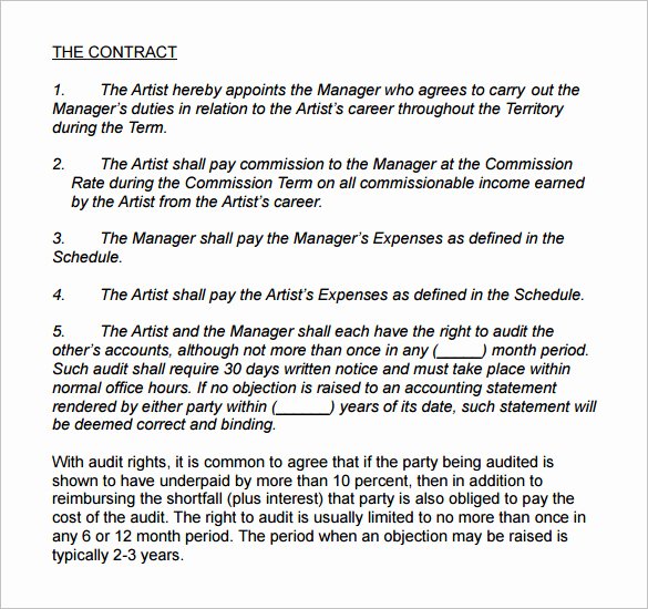 Artist Management Contract Template Best Of 5 Artist Management Contract Templates Word Docs Pdf