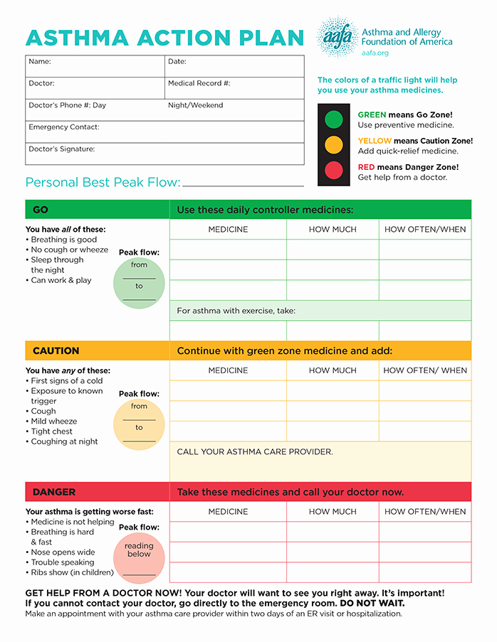 Asthma Action Plan Template Best Of asthma Action Plan