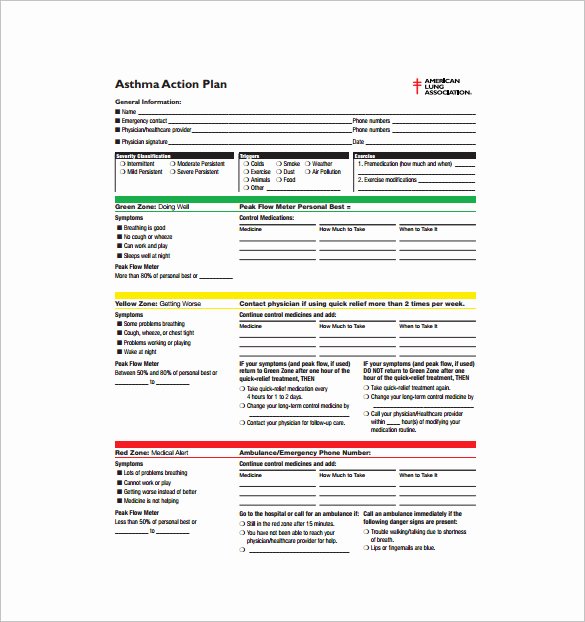Asthma Action Plan Template Luxury 9 asthma Action Plan Template Doc Excel Pdf