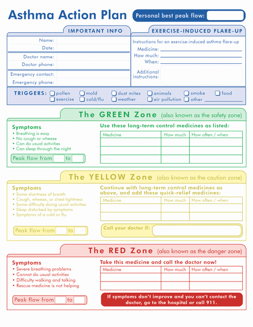 Asthma Action Plan Template Luxury asthma Action Plan
