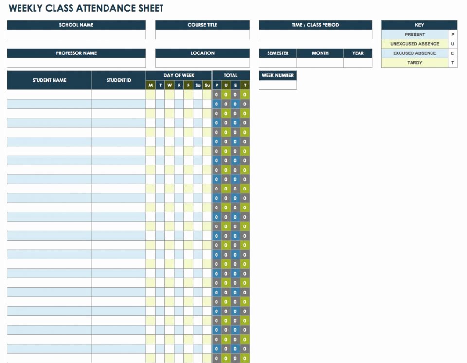 Attendance Sheet Template Excel Beautiful Free attendance Spreadsheets and Templates