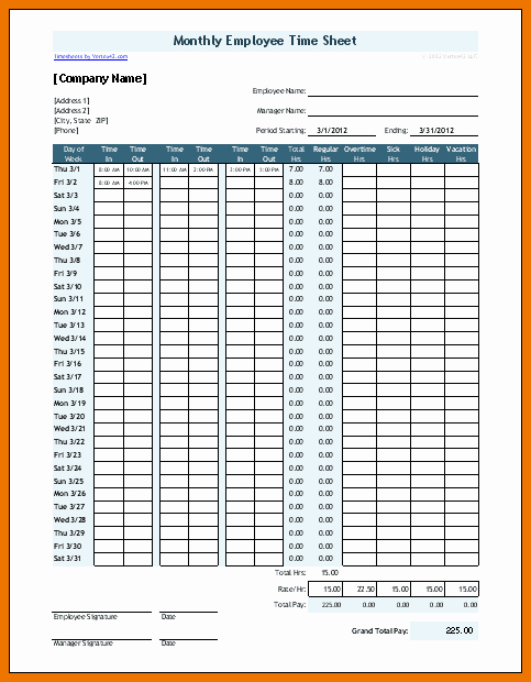 Attendance Sheet Template Excel Best Of Editable Monthly Employee attendance Time Sheet with Blue