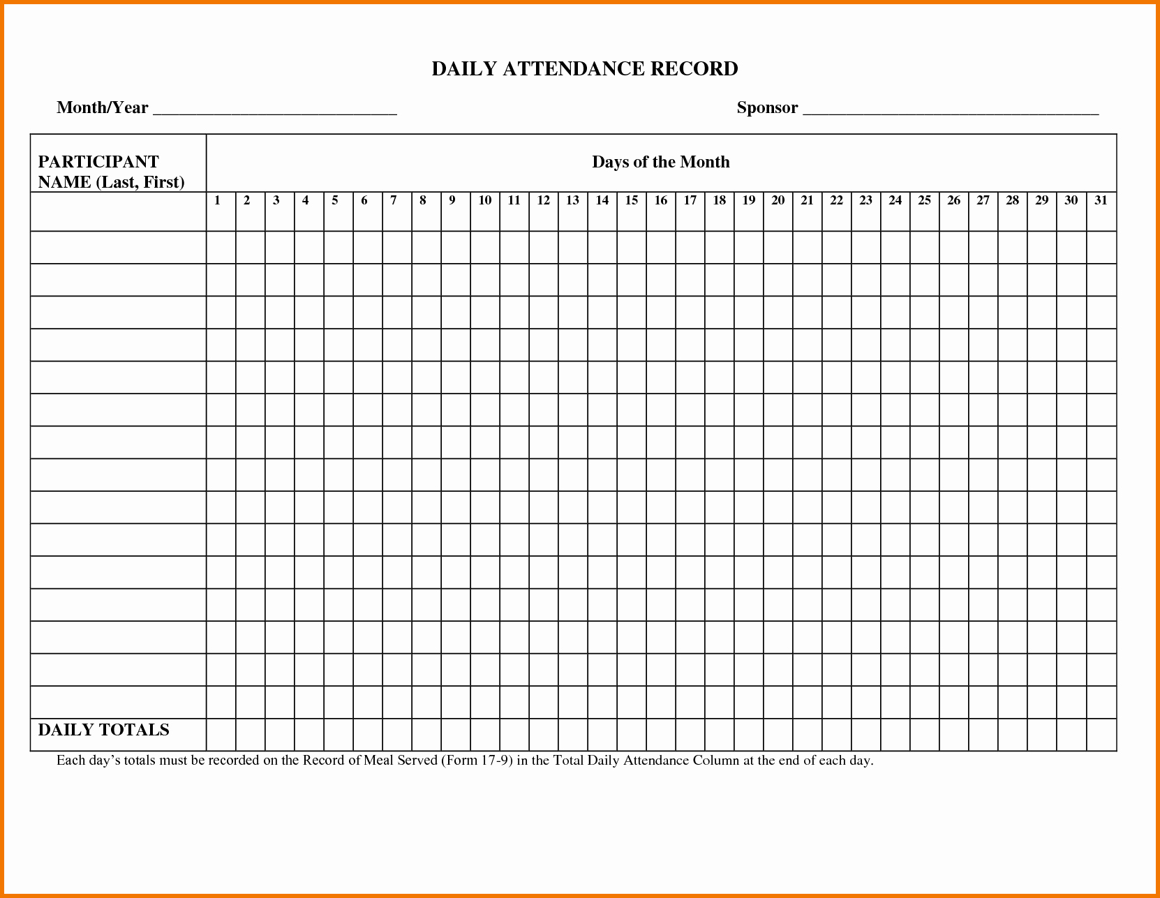 Attendance Sheet Template Excel Elegant attendance Record Template Example Mughals