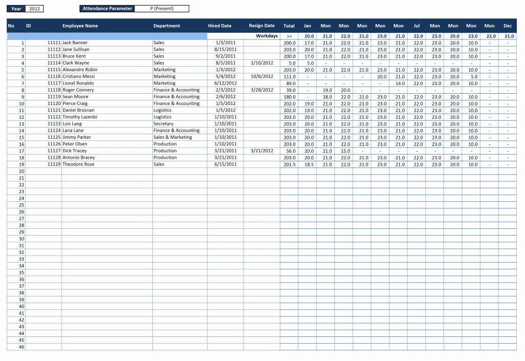 Attendance Sheet Template Excel Elegant Simply Professional attendance Parameter Sheet Template