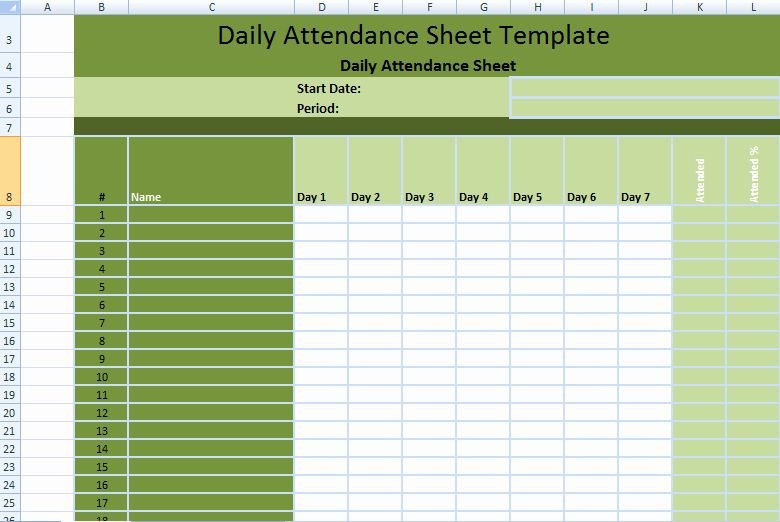 Attendance Sheet Template Excel Lovely Daily Employee attendance Sheet In Excel Template