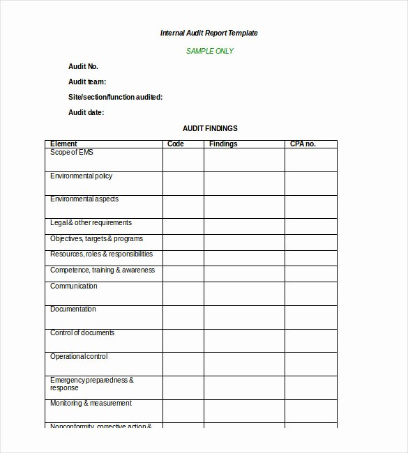 Audit Report Template Excel Awesome 28 Audit Report Templates Free Sample Pdf Word format