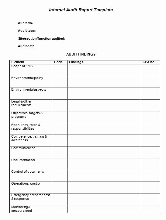 Audit Report Template Excel Lovely Audit Report Template Free formats Excel Word