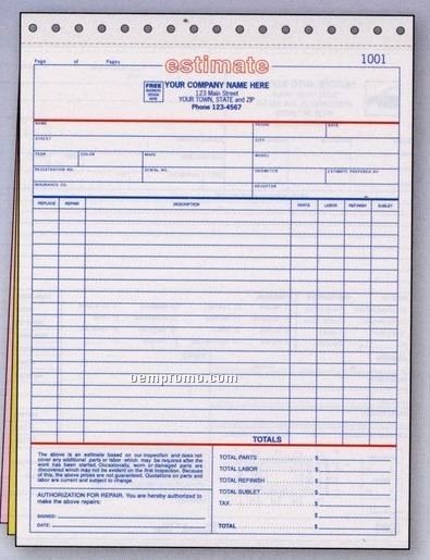 Auto Body Estimate Template Best Of forms China wholesale forms Page 51