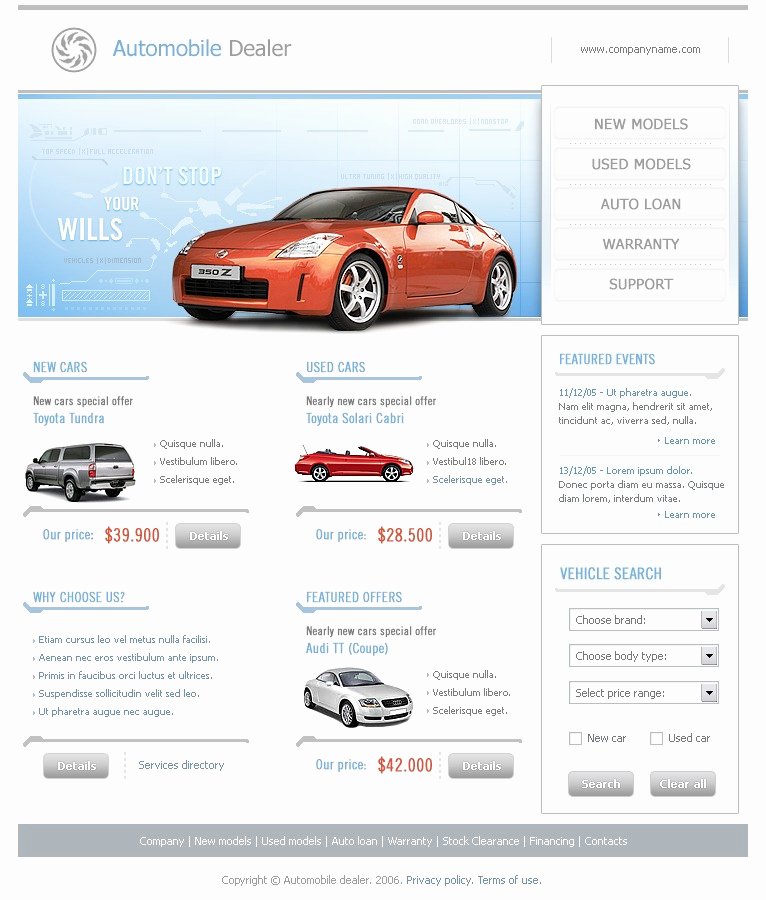 Auto Dealer Website Template Luxury Car Dealer Website Template by Wt Website Templates