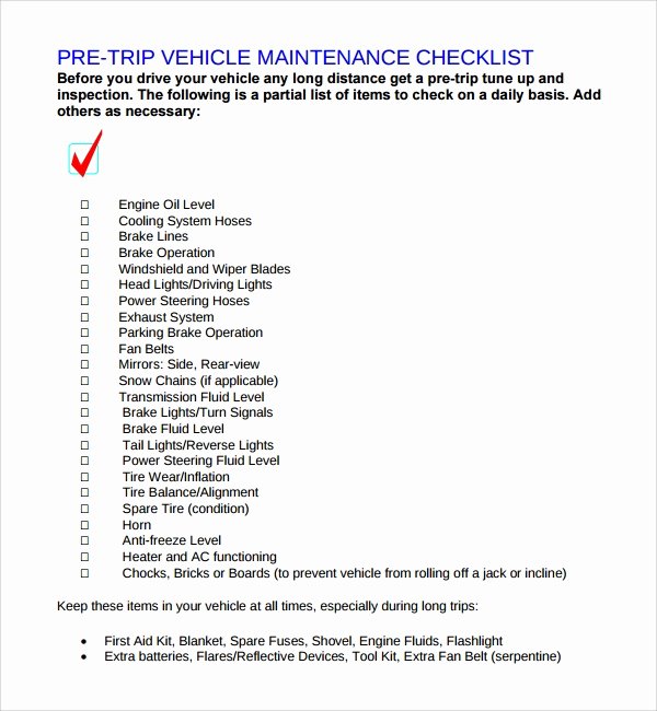 Auto Repair Checklist Template Elegant 17 Maintenance Checklist Templates – Pdf Word Pages