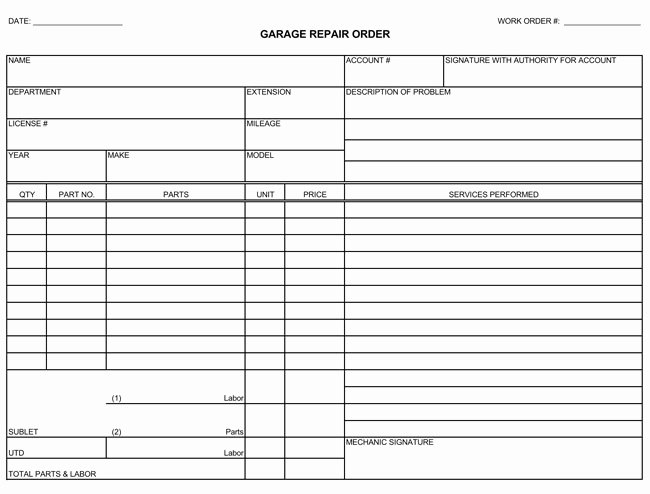 Auto Repair Estimate Template Excel New Auto Repair Invoice Templates 10 Printable and Fillable