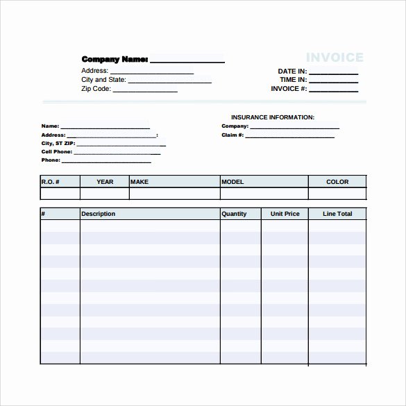 Auto Repair form Template Awesome 12 Sample Auto Repair Invoice Templates to Download