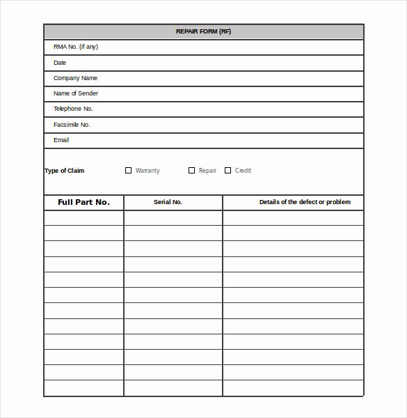Auto Repair form Template Awesome 23 Repair order Templates – Free Sample Example format
