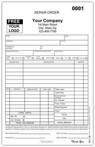 Auto Repair form Template Lovely Template Motorcycle Auto Repair order form Ez234