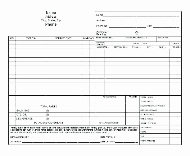 Auto Repair form Template Luxury Download Work order Template for Free Auto Repair Work