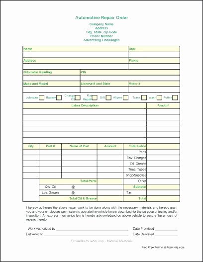 Auto Repair form Template New Vehicle Repair Request form Template – Flybymedia