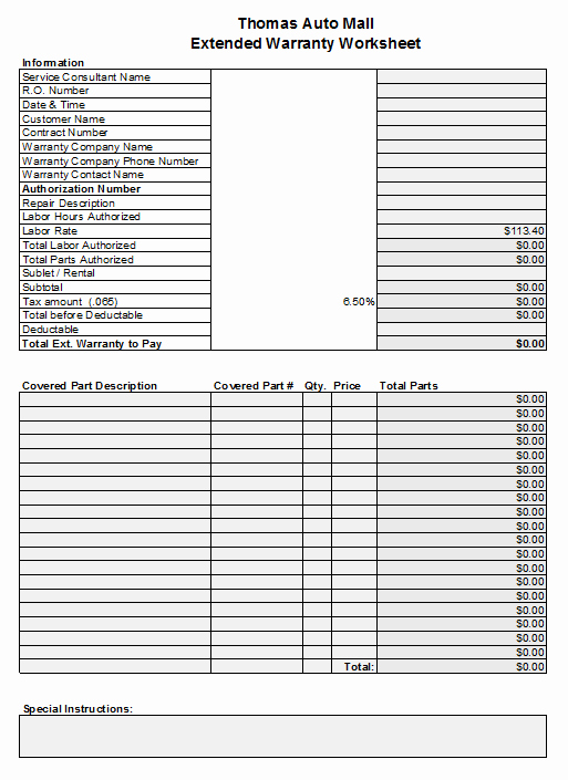 Auto Repair Invoice Template Best Of Extended Warranty Invoice Template for Auto Repair Shop