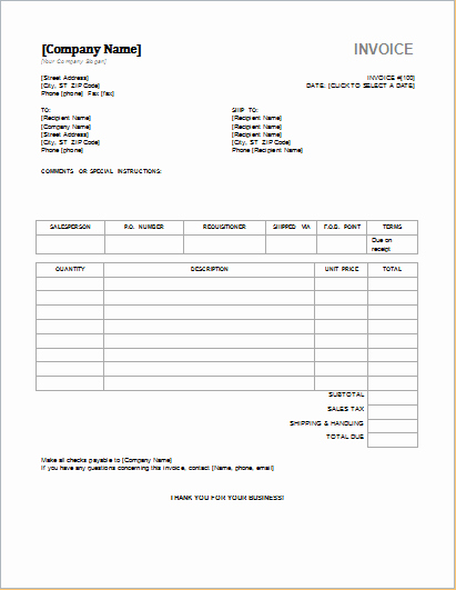 Auto Repair Invoice Template Word Awesome Repair Invoice Template for Ms Word