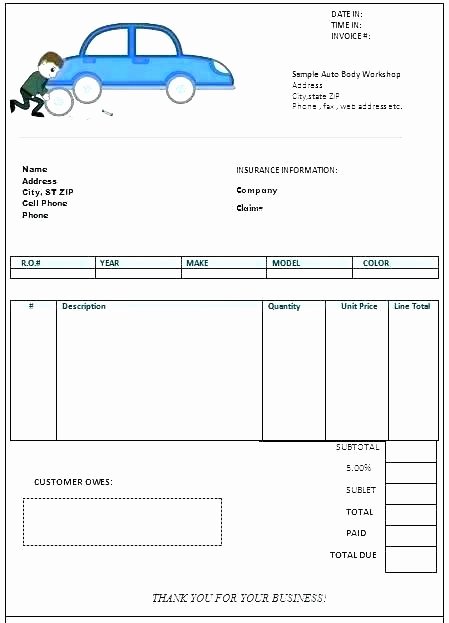 Auto Repair order Template Excel Unique Auto Repair Invoice Templates Work order Template Excel