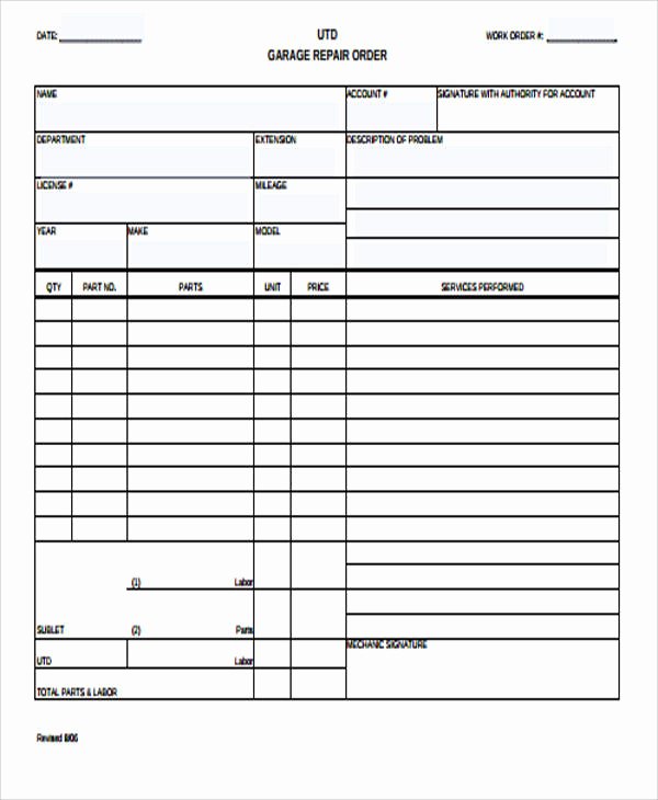 Auto Repair order Template Free Awesome 10 Examples Of Work order forms
