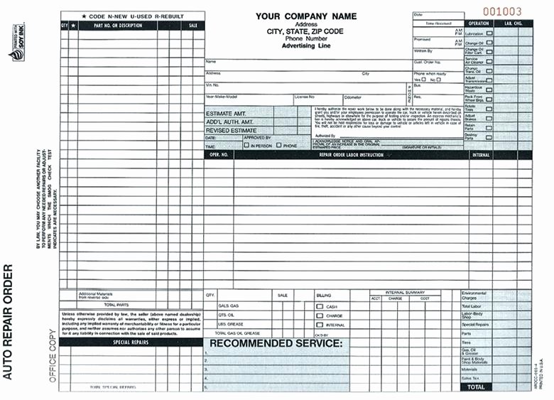 Auto Repair order Template Free Awesome Inspirational Auto Repair Invoice forms Pics Free
