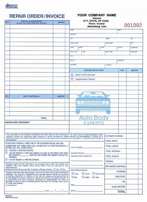 Auto Repair order Template Free Lovely Mechanic Shop Invoice