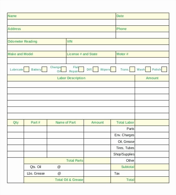 Auto Repair order Template Fresh Download Invoice Template Excel for the Lubricant Store