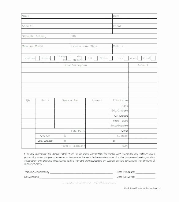 Auto Repair order Template Inspirational Auto Work order Template – Arianet