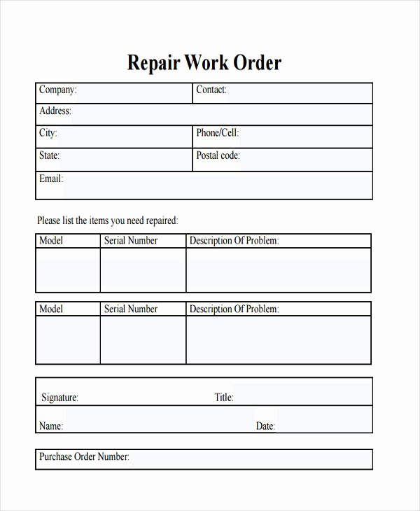 Auto Repair order Template Word Inspirational 28 Work order Templates Ai Psd