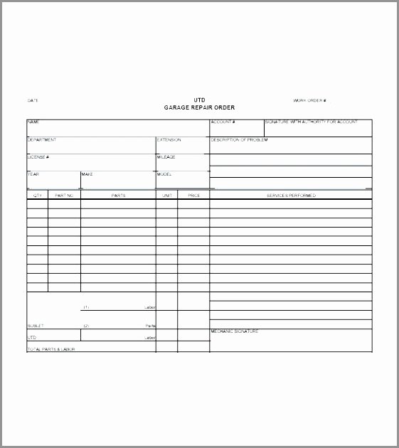 automotive work order template