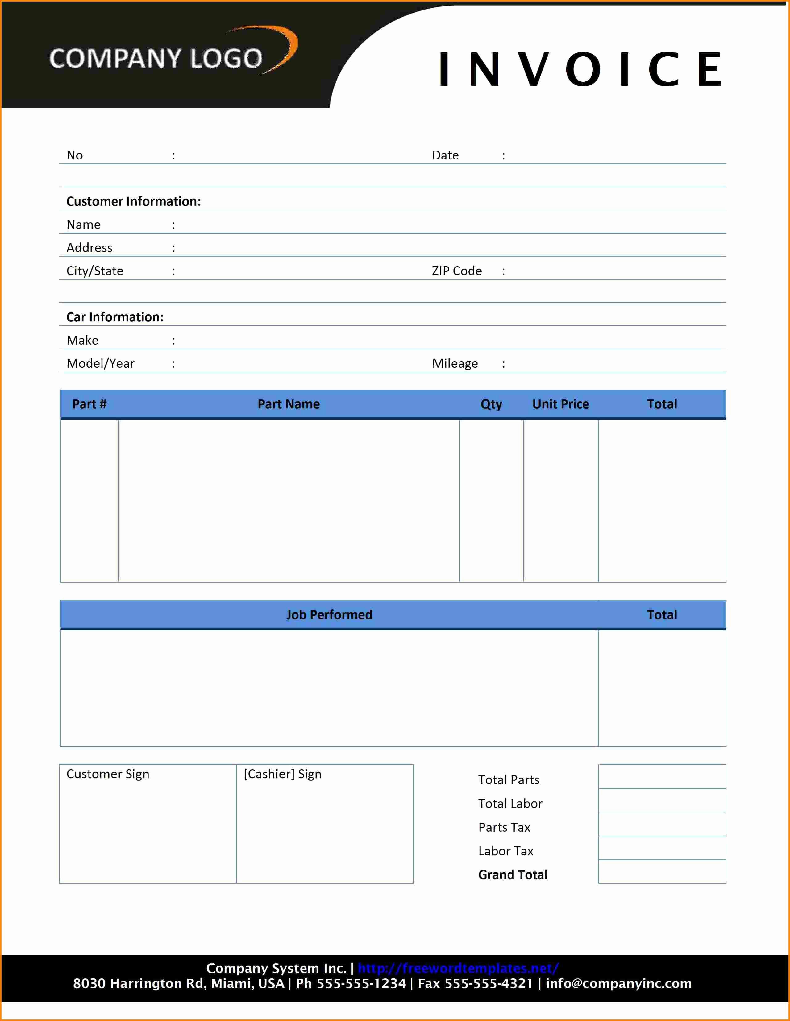 Auto Repair Receipt Template Inspirational 9 Courier Bill format In Word