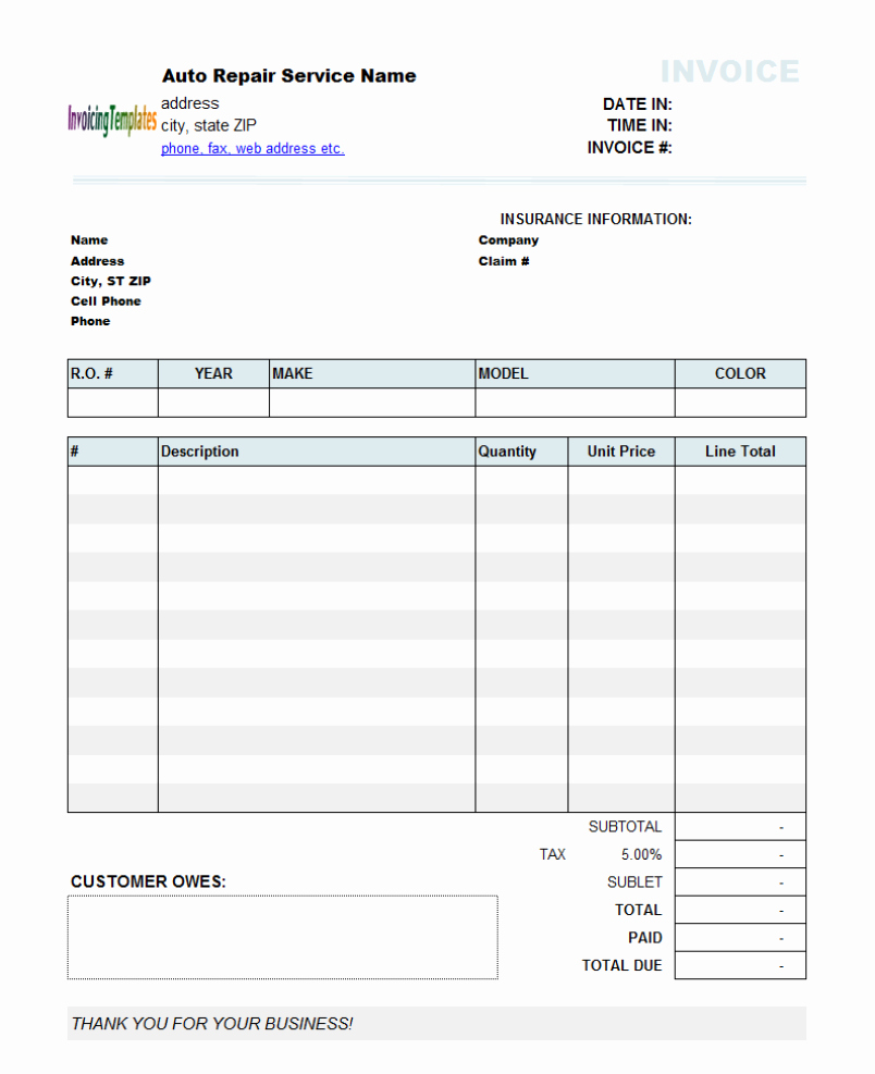 Auto Repair Template Free Fresh Line Blank Invoice Template 10 Results Found Uniform