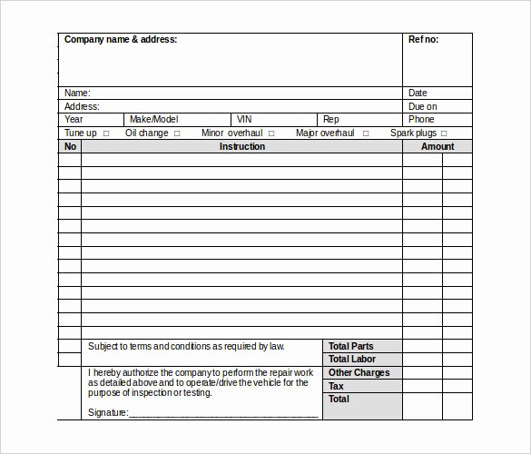 Auto Work order Template Best Of Work order Template 23 Free Word Excel Pdf Document