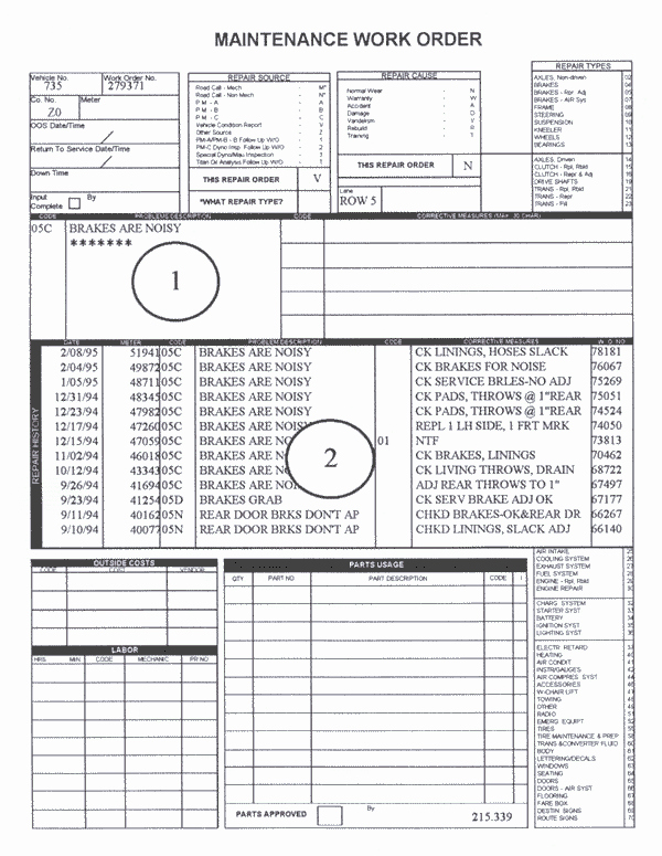 Auto Work order Template Lovely Maintenance Work order form Template