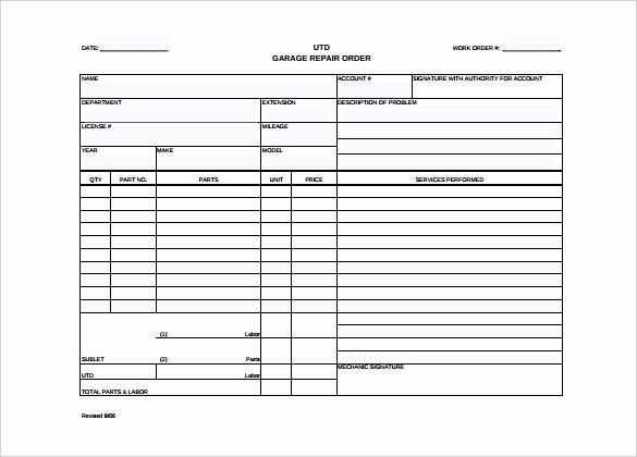 Auto Work order Template Luxury Work order Template 23 Free Word Excel Pdf Document