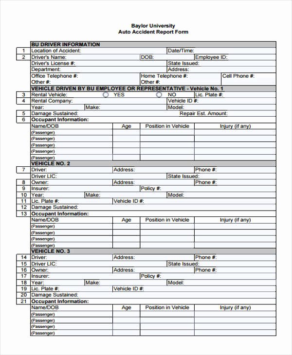 Automobile Accident Report form Template Best Of 29 Accident Report forms In Pdf