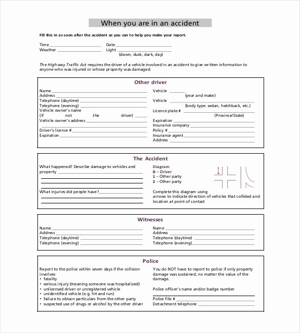 Automobile Accident Report form Template Elegant 20 Sample Accident Report Templates Word Docs Pdf