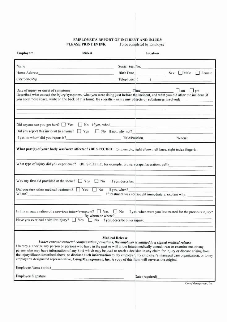 Automobile Accident Report form Template Fresh Employee Auto Accident Report form Template Printable
