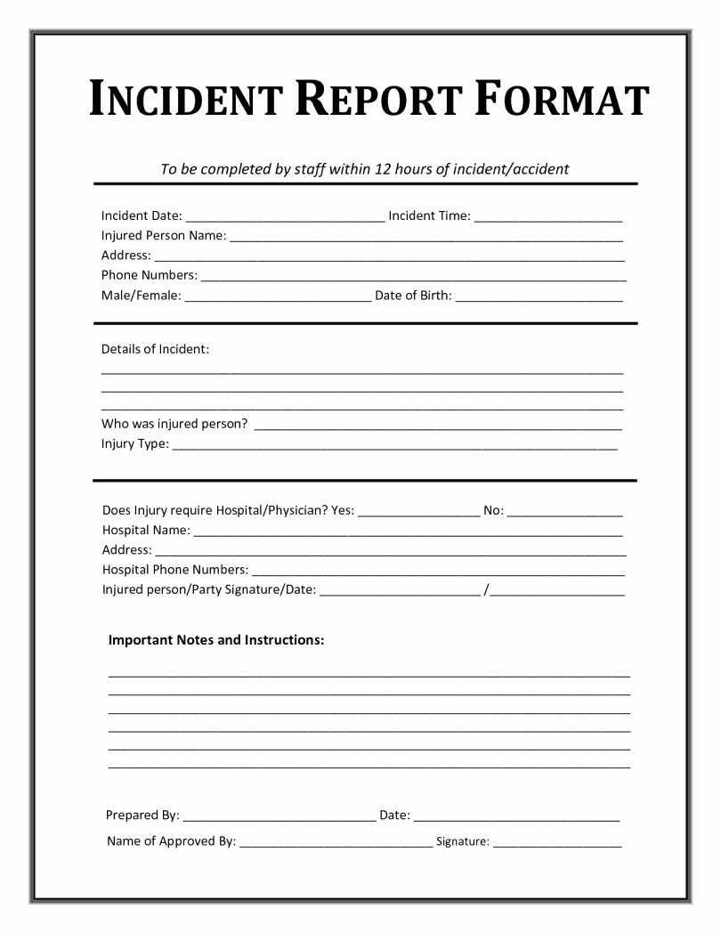 Automobile Accident Report form Template Fresh Incident Report Template Incident Report
