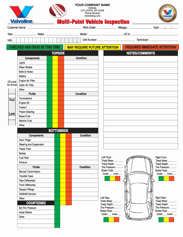 Automotive Inspection Checklist Template Elegant 2 Part Multi Point Vehicle Inspection forms Carbonless
