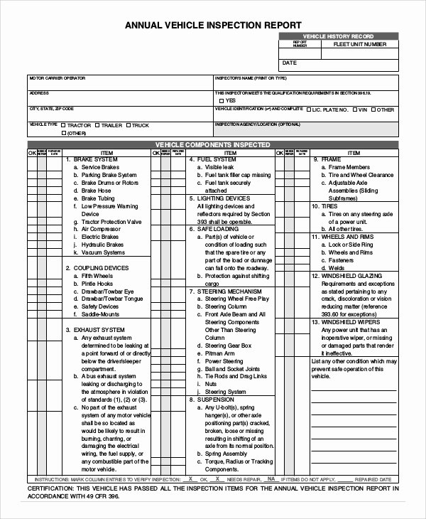 Automotive Inspection Checklist Template Inspirational 8 Vehicle Inspection forms – Pdf Word