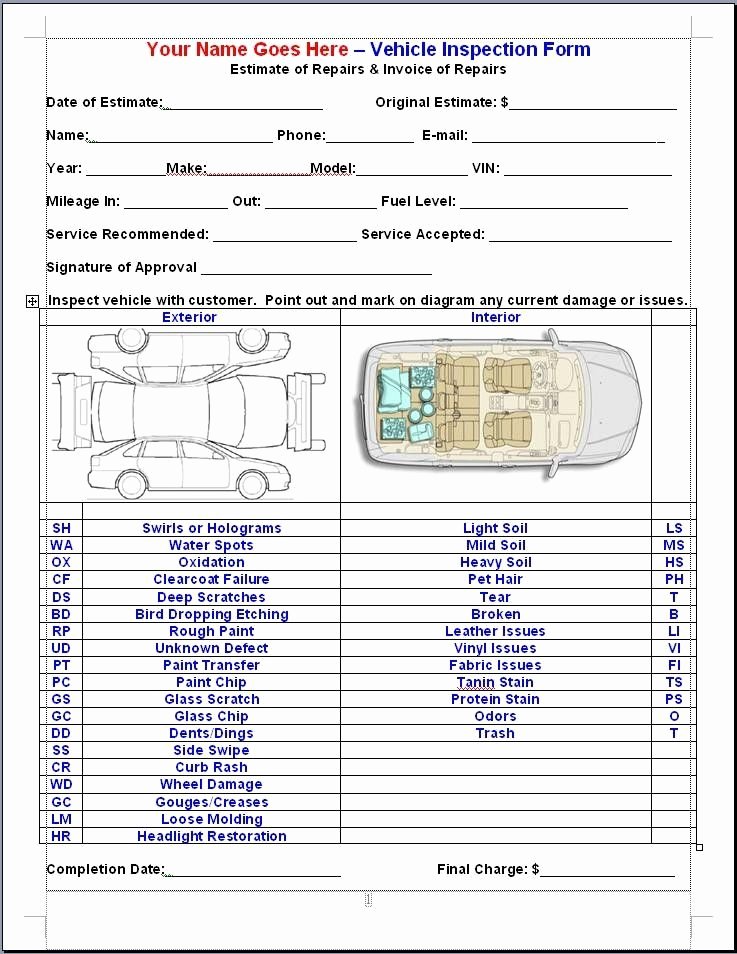 Automotive Inspection Checklist Template Unique Mike Phillips Vif or Vehicle Inspection form