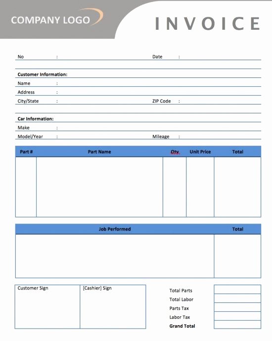 Automotive Repair Invoice Template Lovely Free Auto Body Repair Invoice Template Excel