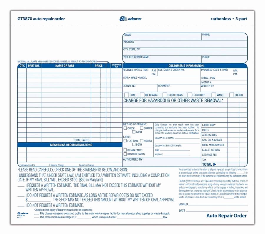 Automotive Repair Receipt Template Best Of Fillable Invoice Template Pdf with Auto Repair Invoice