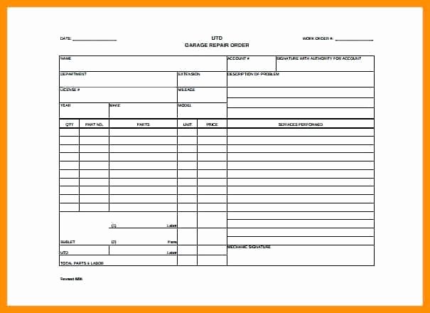 Automotive Work order Template Awesome Mechanic Work order Template Word
