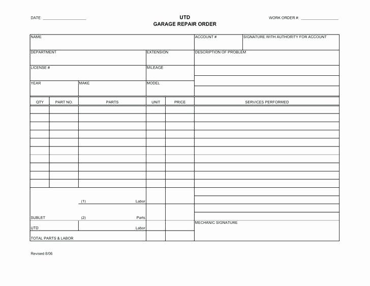 Automotive Work order Template New Download Work order Template for Free Auto Repair Work